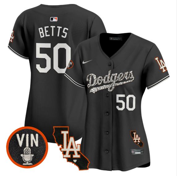Women Los Angeles Dodgers 50 Betts 2025 black Limited Stitched Jersey